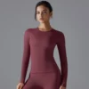 chemise-de-yoga-femme-a-manches-longues-fitness-course-entrainement-sechage-rapide-respirante-hiverburgundy